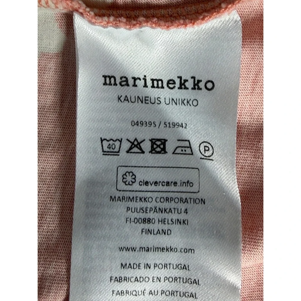 Marimekko Kauneus Unikko Pink Floral Cotton Shift Dress 3/4 Sleeve 049395 - Picture 5 of 9